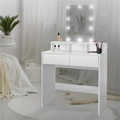 Schminktisch mit LED-Beleuchtung 80x40x140 cm Weiß ML-Design 6360