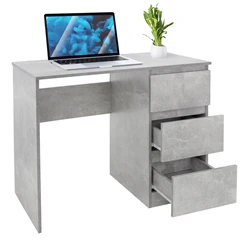 Schreibtisch mit drei Schubladen 90x76x50 cm Grau aus Holz ML-Design 4191