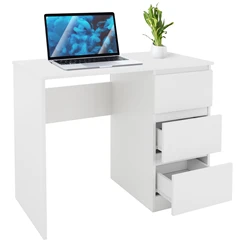 Schreibtisch mit drei Schubladen 90x76x50 cm Weiß aus Holz ML-Design 4191