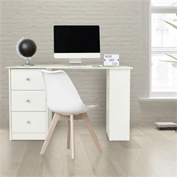 Schreibtisch mit drei Schubladen und Aufbewahrungsregale 120x49x72 cm Weiß ML-Design 6363