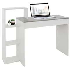 Schreibtisch mit Regal 110x72x40 cm Weiß/Beton-Optik aus Holz ML-Design 4191