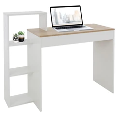 Schreibtisch mit Regal 110x72x40 cm Weiß/Sonoma-Eiche aus Holz ML-Design 4191
