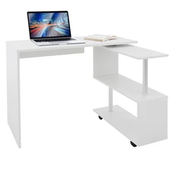 Schreibtisch mit vier Rädern 150x88x75 cm Weiß aus MDF ML-Design 4191