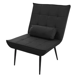 Sessel Mid Century Modern Schwarz Polstersessel mit Lendenkissen Relaxsessel ML-Design 6499