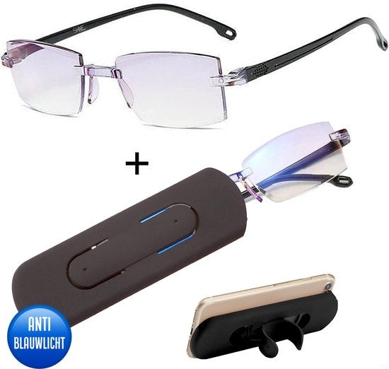 Shine Anti Blue Light Computerbrille 3.00 - Multifokale Displaybrille - Lesebrille für Damen und Herren - inkl. Zubehör Vertaald