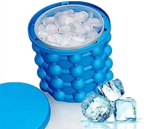 Shop-Story - Eiskübel/Eiswürfelbereiter - Getränkekühler - 2 in 1 Silikoneimer - Blau Wohnen & Kochen