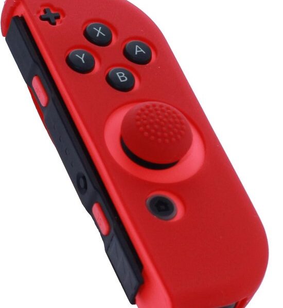 Silikon Skin für Joy Con Controller - Rechts - Rot + Griffe - geeignet für Nintendo (OLED) Switch Elektronik