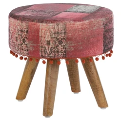 Sitzhocker 38x36 cm Rot aus Stoffbezug mit Holzbeine WOMO-Design 441