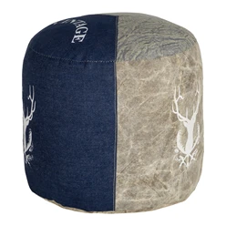 Sitzhocker rund Ø 35x43 cm Blau aus Segeltuch/Jeans mit Baumwolle Füllung WOMO-Design 438