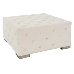 Sitzhocker XXL 90x45x90 cm Creme aus Leinen mit Metallfüße WOMO-Design 1395
