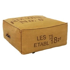 Sitzpouf XXL 90x40x90 cm Ocker aus Leinen mit Baumwolle Füllung WOMO-Design 1395