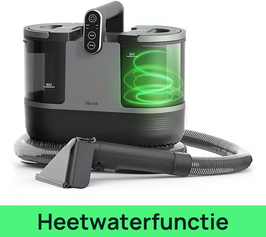 Skrub 4 in 1 Kompakt-Teppichreiniger mit Heißwasser - Beheizt bis 60°C - Fleckenreiniger - 4 Aufsätze - 1200 Watt - Sofa-Reinigungsmaschine Wohnen & Kochen