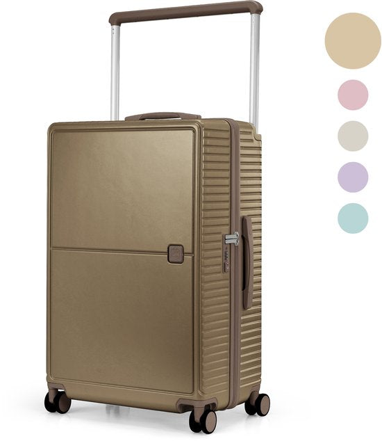 Skycases City Walker - Handgepäckkoffer - 34L - leicht & robust - 360° Spinner-Räder - TSA-Schloss - inkl. Schutzhülle - kompakt & geräumig - Champagner Hobby & Sport
