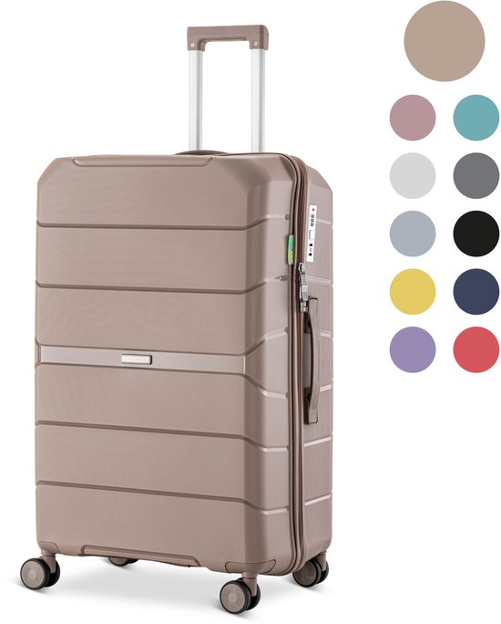 SKYCASES Urban Adventurer - Handgepäckkoffer - Zahlenschloss - 44L - Spinner-Räder - Reisekoffer mit Gepäckschloss - leichter Trolley - Champagner Hobby & Sport