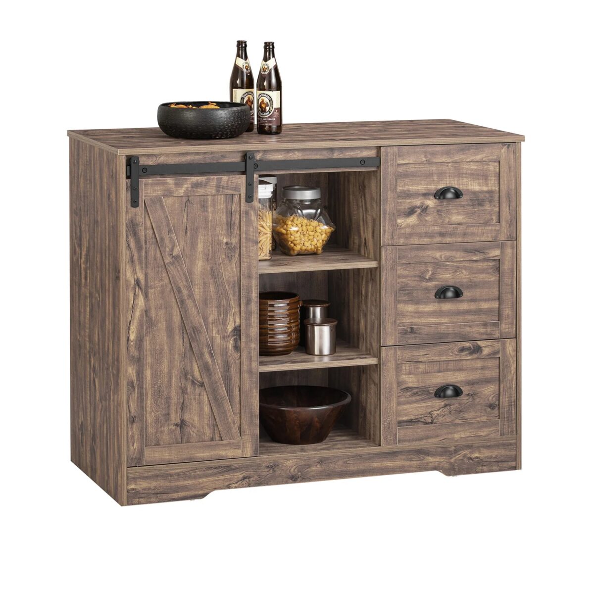 SoBuy Küchenschrank - KNL08-N - MDF & BP Platten - Max. 110kg - 110x50x90cm - Braun Wohnen & Kochen