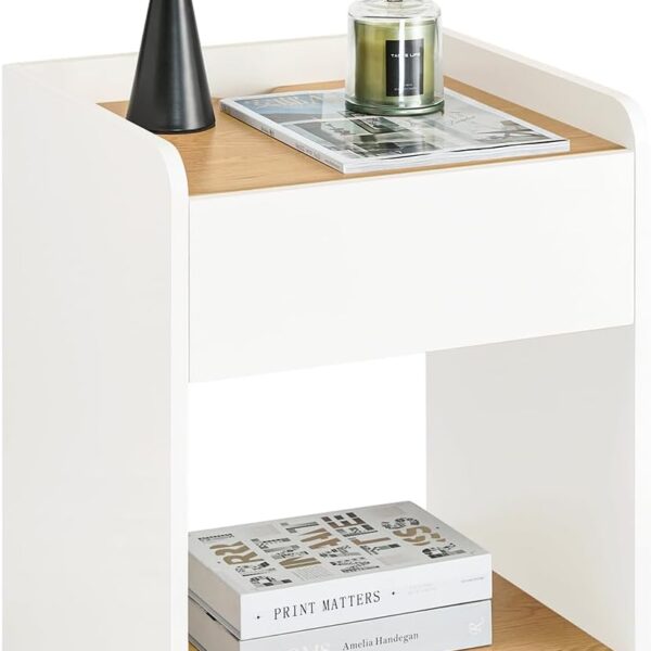 SoBuy Nachttisch weiß 45x40x55 cm - multifunktionaler Nachttisch mit Schublade