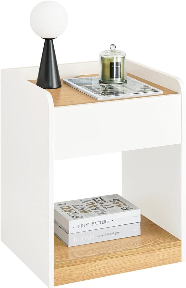 SoBuy Nachttisch weiß 45x40x55 cm - multifunktionaler Nachttisch mit Schublade