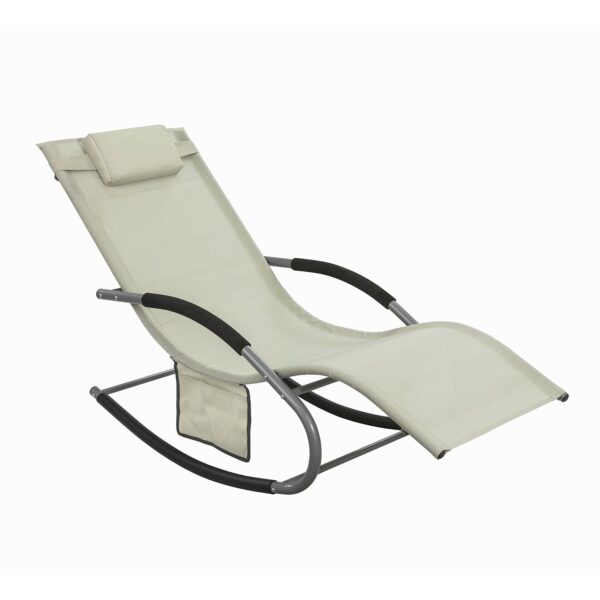 SoBuy OGS28-MI Ergonomischer Liegestuhl | Schaukelstuhl | Schaukelstuhl | Beige | 143 x 57 x 85 cm Haus & Garten