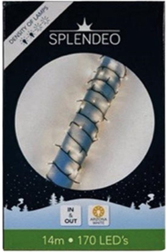 Splendeo Medium density lightchain - 170 LEDs - warmweiß - grünes Kabel - 14 m - 3 m Anschlusskabel - Transformator Weihnachten