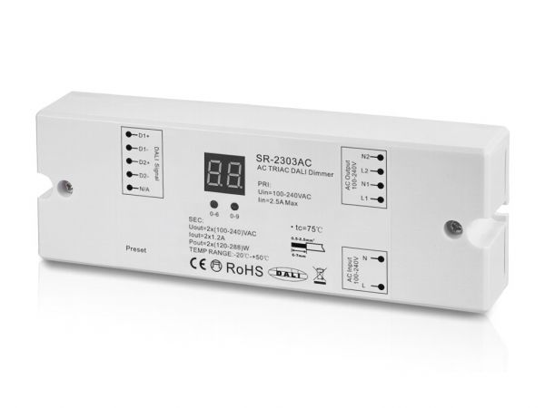 SR-2303AC 230V DALI Controller 2-Kanal Dimmerpack 2x1