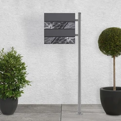 Standbriefkasten mit Zeitungsfach 37x37x11 cm Anthrazit/Marmoroptik aus Stahl ML-Design 706