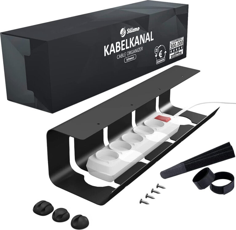 Stilemo Cable Tray Desk - Kabelhalter 43 CM - Kabelorganisator - Verschiedene Befestigungsmöglichkeiten - 5 KG Tragfähigkeit - Schwarz Wohnen & Kochen