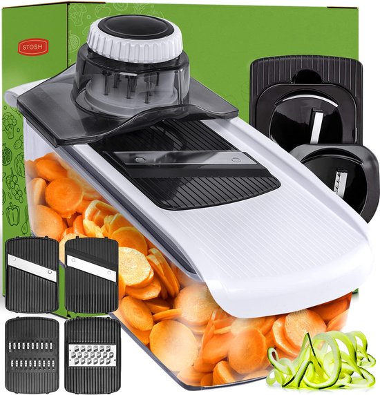 Stosh Mandoline - Gemüseschneider - Zwiebelschneider - Spiralschneider - Reibe - 6-teilig - Kunststoff - BPA frei Wohnen & Kochen