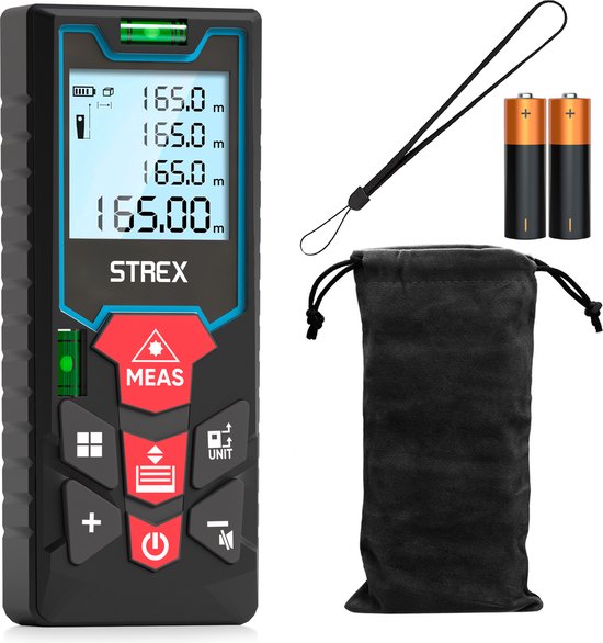 Strex Laser-Entfernungsmesser 60m Reichweite - Laser-Messgerät - inkl. Batterien und Schutzhülle Werkzeuge