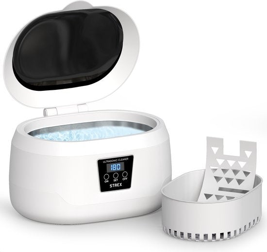 Strex - Ultraschallreiniger - Reinigungsgerät für Brillen/Schmuck/Uhren/Münzen - 600ml - 360° - Weiß Wohnen & Kochen