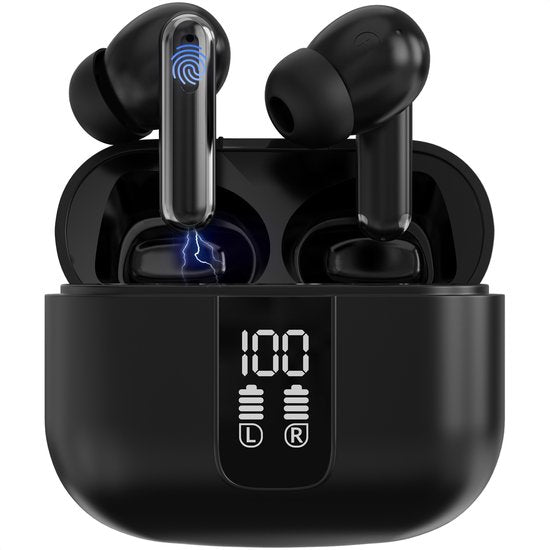 Strex Wireless Earphones - Aktive Geräuschunterdrückung - LED-Anzeige - Kabellose Bluetooth-Ohrhörer - Ohrhörer Wireless - Bluetooth 5.3 - Schwarz Elektronik