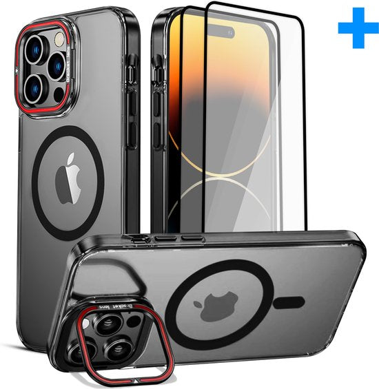 Tasche passend für iPhone 15 Pro Max Case - Mit 2 Displayschutzfolien - MagSafe Case - Mit Ständer Elektronik