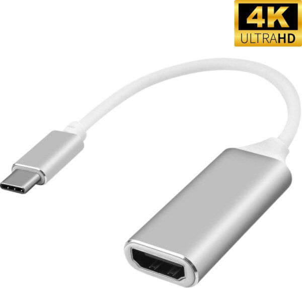Techvavo® USB C zu HDMI Adapter - Unterstützt 4K @30Hz - Konverter - Typ C zu HDMI - Thunderbolt 3 - Silber Grau Elektronik