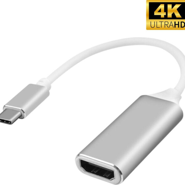 Techvavo® USB C zu HDMI Adapter - Unterstützt 4K @30Hz - Konverter - Typ C zu HDMI - Thunderbolt 3 - Silber Grau Elektronik