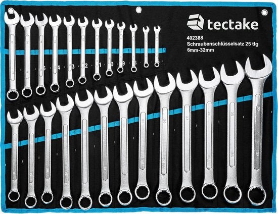 tectake 25-teiliger Ringschlüsselsatz - Ringschlüsselsatz/Schlüssel/Ringschlüssel - Blau - 402388 Werkzeuge