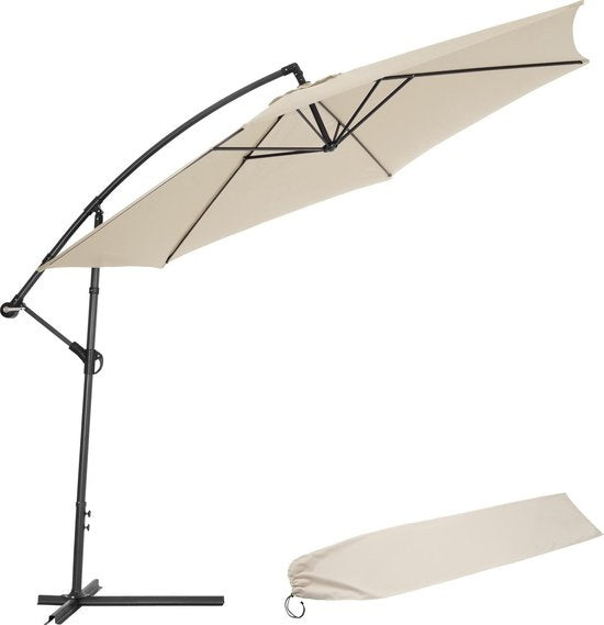tectake Aluminium schwimmender Sonnenschirm 400622 - 350 cm - Beige - UV-Schutz Haus & Garten