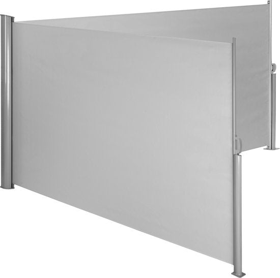 tectake - Aluminium Windschutz Seitenmarkise Terrassenschirm Sichtschutz - doppelt - 160 x 600 cm - grau - 402331 Haus & Garten