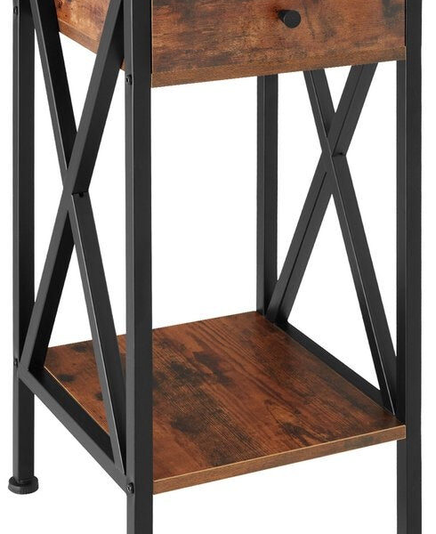 tectake - Beistelltisch Dayton - industriell - dunkelbraun - 35 x 35 x 70