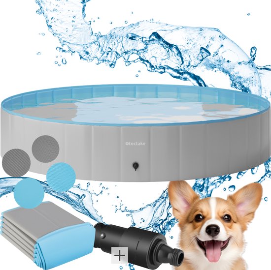 tectake - Dog Pool - Hundepool- Pool für Hunde - Ballpool - Faltbar - ⌀160 cm - Extra stabil - Leicht zu befüllen und zu entleeren Haus & Garten