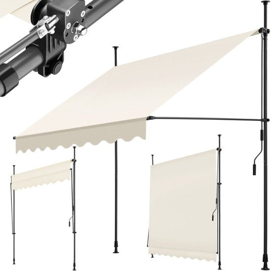 tectake - Klemmmarkise - Sonnenschirm - Verstellbar - Klemmmarkise - Sonnenschirm Balkon - 200 x 180 cm - beige - Markise - 404957 Haus & Garten