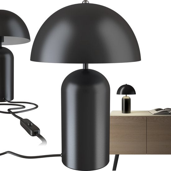 tectake Tischleuchte - Pilzdesign - 40 W - 25 x 25 x 37 cm - Schwarz Wohnen & Kochen