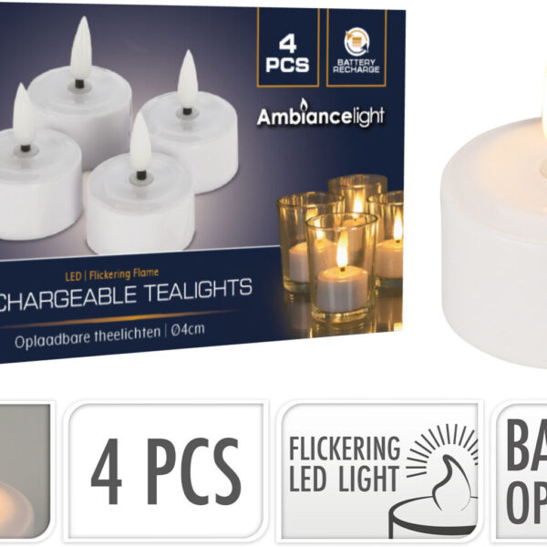Teelichter LED Box 32 Stück Wiederaufladbar - Ø4cm - Ladegerät nicht im Lieferumfang enthalten Vertaald