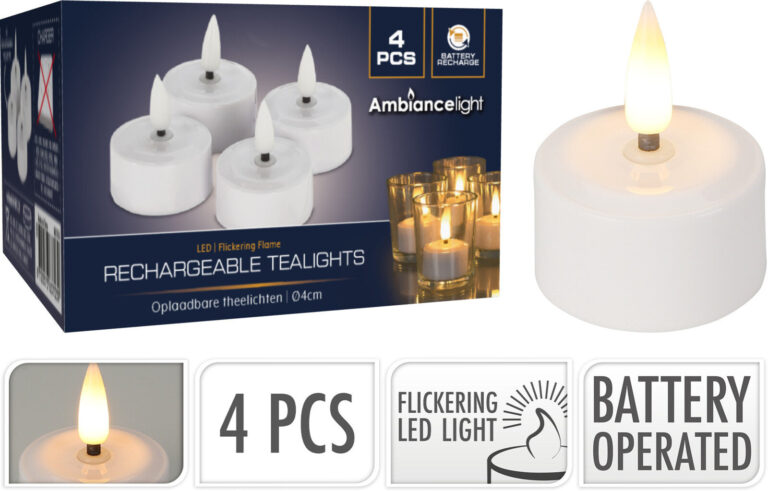 Teelichter LED Box 32 Stück Wiederaufladbar - Ø4cm - Ladegerät nicht im Lieferumfang enthalten Vertaald