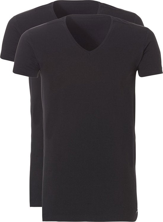 Ten Cate - Herren 2er-Pack V-Ausschnitt Long Shirts Schwarz - XXL Kleidung