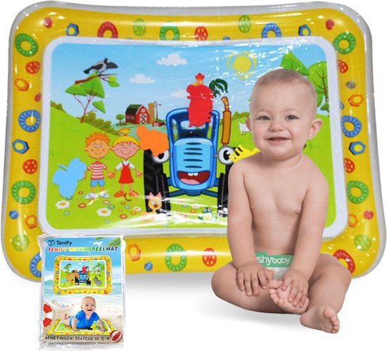 Tenify Wasser Spielmatte - Wasser Matte - Spielmatte - Aufblasbar - Tummy Time - Baby Spielzeug 0 Jahr - Baby Geschenk - Gelb Hobby & Sport