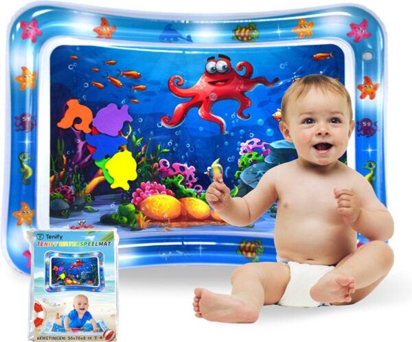 Tenify Wasser Spielmatte - Wasser Matte - Spielmatte - aufblasbar - Tummy Time - Baby Spielzeug 0 Jahr - Mutterschaft Geschenk - Blau Vertaald