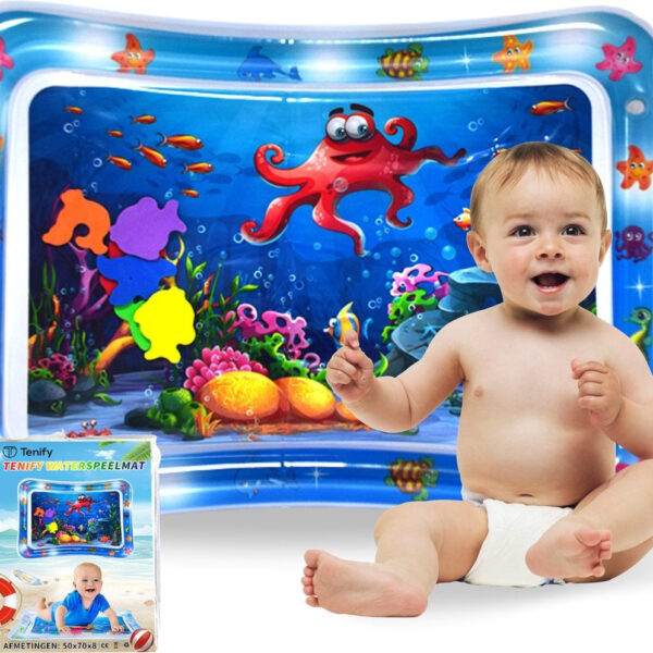 Tenify Wasser Spielmatte - Wasser Matte - Spielmatte - aufblasbar - Tummy Time - Baby Spielzeug 0 Jahr - Mutterschaft Geschenk - Blau Vertaald