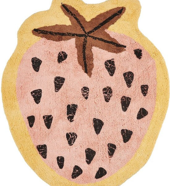 Teppich Kinderzimmer - Strawberry - Rosa Teppich - 120 x 95 cm - Baumwolle Wohnen & Kochen
