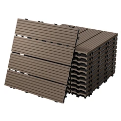 Terrassenfliesen 30x30 cm 11er Set für 1m² Dunkelbraun aus WPC 7136