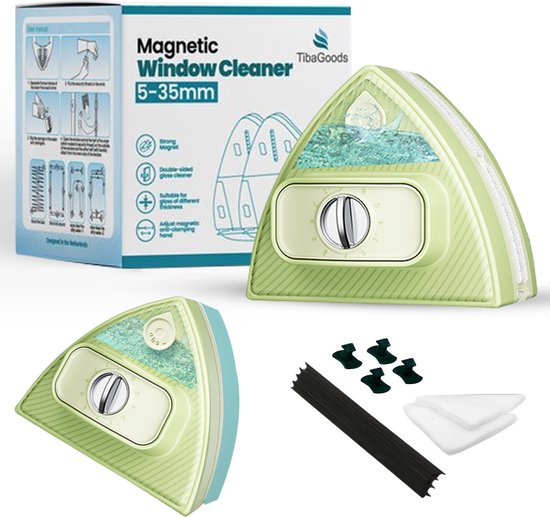 TibaGoods Magnetischer Fensterwischer für Doppelverglasung - Fensterreiniger - Magnetischer Fensterwischer - 15-24mm Dicke Wohnen & Kochen