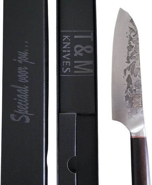 T&M Knives Japanese Chef's Knife Bodils - Küchenmesser aus steinhartem Stahl - gehämmerte Klinge - Geschenkbox inklusive Wohnen & Kochen